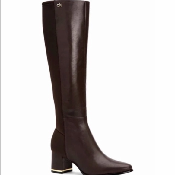 Calvin Klein Shoes - NEW Calvin Klein High Riding Almond Shape Toed Boots in Coffee Bean